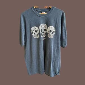 Gildan Skull Graphic Tee | Gray | Size XL | Vintage